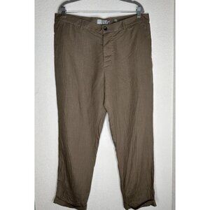 Vince Hemp Pants Mens 36x28 Brown Rolled Cuff Lightweight Cropped Coastal Resort